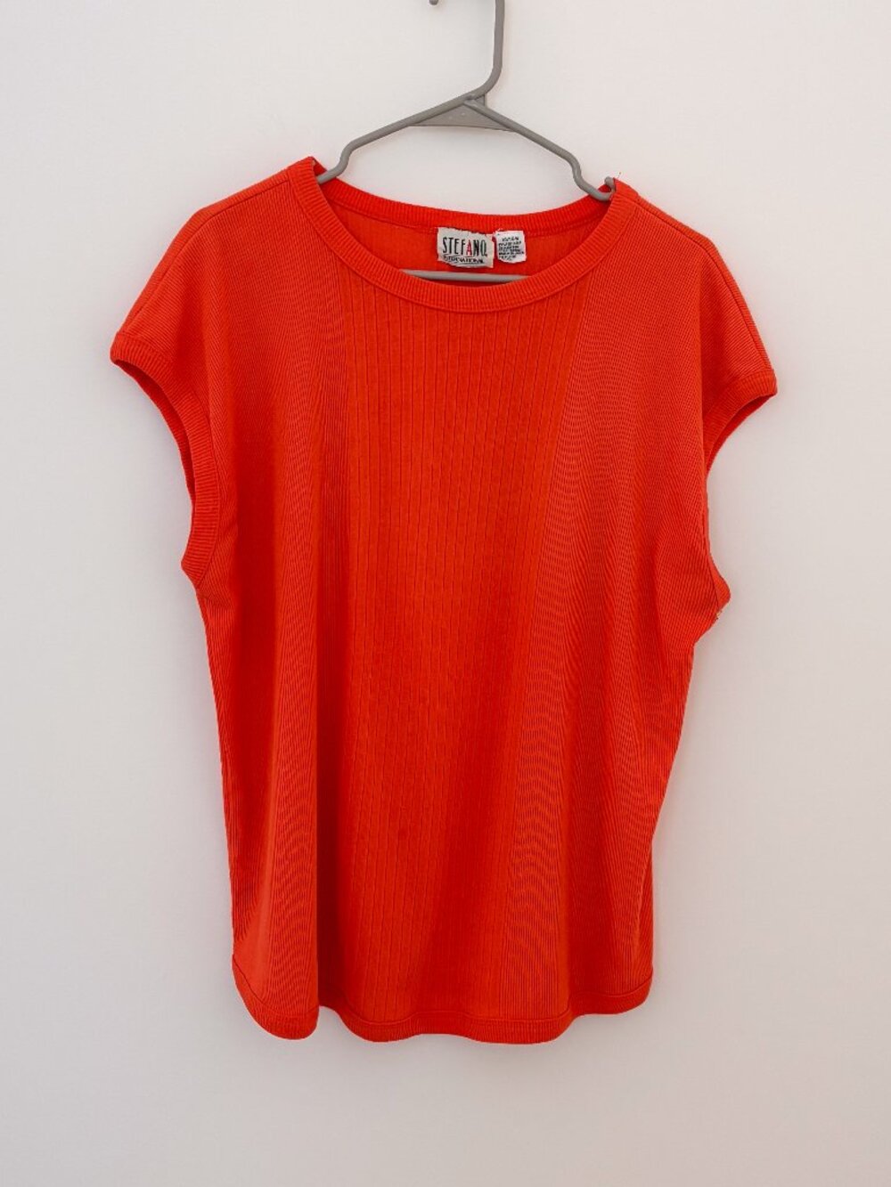 Stefano International Orange Rib Knit Stretch Top 14/16W